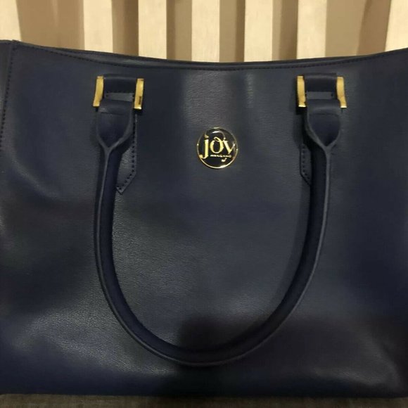 Joy Mangano E*Lite Leather Satchel BLUE - Picture 1 of 3